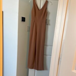 Eleganr Tan Sleeveless Jumpsuit with Wide-Leg Fit